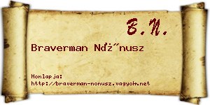 Braverman Nónusz névjegykártya
